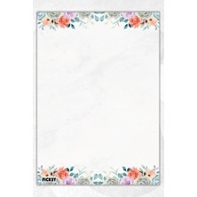 Ficksy A5 Çiçek Bloknot Çizgisiz Defter - 50 Yaprak - Memopad - Notepad - Not Defteri - Not Kağıdı