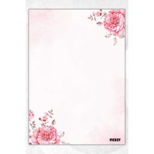 Ficksy A5 Çiçek Bloknot Çizgisiz Defter - 50 Yaprak - Memopad - Notepad - Not Defteri - Not Kağıdı