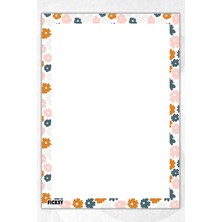 Ficksy A5 Çiçek Bloknot Çizgisiz Defter - 50 Yaprak - Memopad - Notepad - Not Defteri - Not Kağıdı