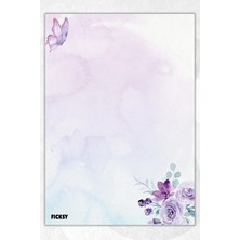 Ficksy A5 Çiçek Bloknot Çizgisiz Defter - 50 Yaprak - Memopad - Notepad - Not Defteri - Not Kağıdı