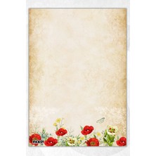 Ficksy A5 Çiçek Bloknot Çizgisiz Defter - 50 Yaprak - Memopad - Notepad - Not Defteri - Not Kağıdı