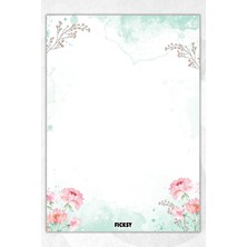 Ficksy A5 Çiçek Bloknot Çizgisiz Defter - 50 Yaprak - Memopad - Notepad - Not Defteri - Not Kağıdı