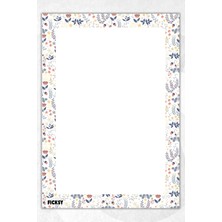 Ficksy A5 Çiçek Bloknot Çizgisiz Defter - 50 Yaprak - Memopad - Notepad - Not Defteri - Not Kağıdı