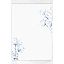 Ficksy A5 Çiçek Bloknot Çizgisiz Defter - 50 Yaprak - Memopad - Notepad - Not Defteri - Not Kağıdı