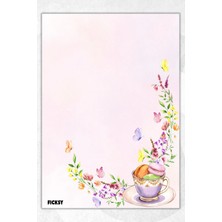 Ficksy A5 Çiçek Bloknot Çizgisiz Defter - 50 Yaprak - Memopad - Notepad - Not Defteri - Not Kağıdı