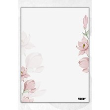 Ficksy A5 Çiçek Bloknot Çizgisiz Defter - 50 Yaprak - Memopad - Notepad - Not Defteri - Not Kağıdı