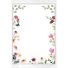 Ficksy A5 Çiçek Bloknot Çizgisiz Defter - 50 Yaprak - Memopad - Notepad - Not Defteri - Not Kağıdı