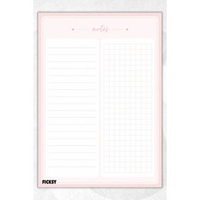 Ficksy A5 Bloknot Çizgili Kareli Defter - 50 Yaprak - Memopad - Notepad - Not Defteri - Not Kağıdı