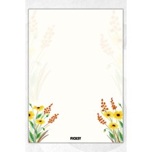 Ficksy A5 Çiçek Bloknot Çizgisiz Defter - 50 Yaprak - Memopad - Notepad - Not Defteri - Not Kağıdı