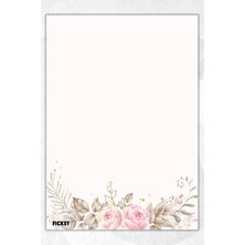Ficksy A5 Çiçek Bloknot Çizgisiz Defter - 50 Yaprak - Memopad - Notepad - Not Defteri - Not Kağıdı