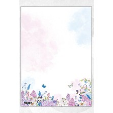 Ficksy A5 Çiçek Bloknot Çizgisiz Defter - 50 Yaprak - Memopad - Notepad - Not Defteri - Not Kağıdı