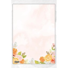 Ficksy A5 Çiçek Bloknot Çizgisiz Defter - 50 Yaprak - Memopad - Notepad - Not Defteri - Not Kağıdı