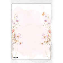 Ficksy A5 Çiçek Bloknot Çizgisiz Defter - 50 Yaprak - Memopad - Notepad - Not Defteri - Not Kağıdı