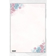 Ficksy A5 Çiçek Bloknot Çizgisiz Defter - 50 Yaprak - Memopad - Notepad - Not Defteri - Not Kağıdı