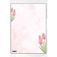 Ficksy A5 Çiçek Bloknot Çizgisiz Defter - 50 Yaprak - Memopad - Notepad - Not Defteri - Not Kağıdı