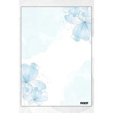 Ficksy A5 Çiçek Bloknot Çizgisiz Defter - 50 Yaprak - Memopad - Notepad - Not Defteri - Not Kağıdı