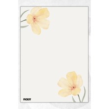Ficksy A5 Çiçek Bloknot Çizgisiz Defter - 50 Yaprak - Memopad - Notepad - Not Defteri - Not Kağıdı