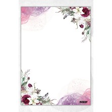 Ficksy A5 Çiçek Bloknot Çizgisiz Defter - 50 Yaprak - Memopad - Notepad - Not Defteri - Not Kağıdı