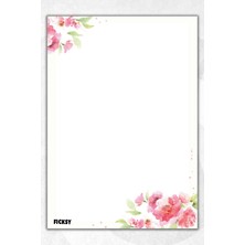 Ficksy A5 Çiçek Bloknot Çizgisiz Defter - 50 Yaprak - Memopad - Notepad - Not Defteri - Not Kağıdı