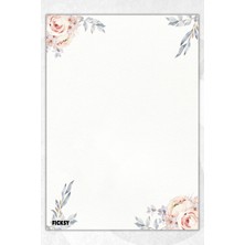 Ficksy A5 Çiçek Bloknot Çizgisiz Defter - 50 Yaprak - Memopad - Notepad - Not Defteri - Not Kağıdı
