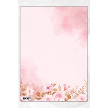 Ficksy A5 Çiçek Bloknot Çizgisiz Defter - 50 Yaprak - Memopad - Notepad - Not Defteri - Not Kağıdı