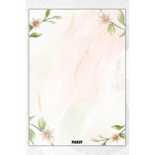 Ficksy A5 Çiçek Bloknot Çizgisiz Defter - 50 Yaprak - Memopad - Notepad - Not Defteri - Not Kağıdı