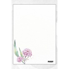 Ficksy A5 Çiçek Bloknot Çizgisiz Defter - 50 Yaprak - Memopad - Notepad - Not Defteri - Not Kağıdı