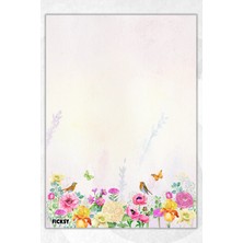 Ficksy A5 Çiçek Bloknot Çizgisiz Defter - 50 Yaprak - Memopad - Notepad - Not Defteri - Not Kağıdı