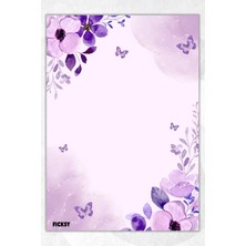 Ficksy A5 Çiçek Bloknot Çizgisiz Defter - 50 Yaprak - Memopad - Notepad - Not Defteri - Not Kağıdı
