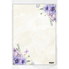 Ficksy A5 Çiçek Bloknot Çizgisiz Defter - 50 Yaprak - Memopad - Notepad - Not Defteri - Not Kağıdı