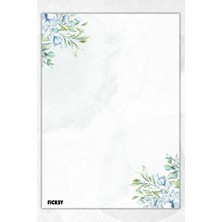 Ficksy A5 Çiçek Bloknot Çizgisiz Defter - 50 Yaprak - Memopad - Notepad - Not Defteri - Not Kağıdı