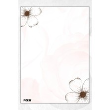 Ficksy A5 Çiçek Bloknot Çizgisiz Defter - 50 Yaprak - Memopad - Notepad - Not Defteri - Not Kağıdı