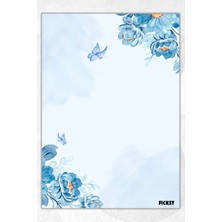 Ficksy A5 Çiçek Bloknot Çizgisiz Defter - 50 Yaprak - Memopad - Notepad - Not Defteri - Not Kağıdı