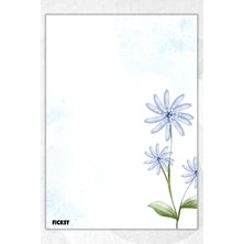 Ficksy A5 Çiçek Bloknot Çizgisiz Defter - 50 Yaprak - Memopad - Notepad - Not Defteri - Not Kağıdı