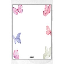 Ficksy A5 Kelebek Bloknot Çizgisiz Defter - 50 Yaprak - Memopad - Notepad - Not Defteri - Not Kağıdı