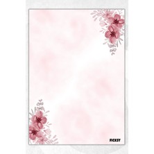 Ficksy A5 Çiçek Bloknot Çizgisiz Defter - 50 Yaprak - Memopad - Notepad - Not Defteri - Not Kağıdı