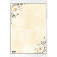Ficksy A5 Çiçek Bloknot Çizgisiz Defter - 50 Yaprak - Memopad - Notepad - Not Defteri - Not Kağıdı