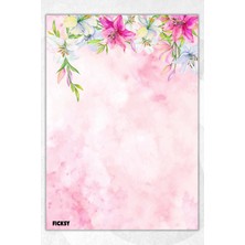 Ficksy A5 Çiçek Bloknot Çizgisiz Defter - 50 Yaprak - Memopad - Notepad - Not Defteri - Not Kağıdı