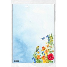 Ficksy A5 Çiçek Bloknot Çizgisiz Defter - 50 Yaprak - Memopad - Notepad - Not Defteri - Not Kağıdı