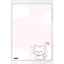 Ficksy A5 Kedi Bloknot Çizgisiz Defter - 50 Yaprak - Memopad - Notepad - Not Defteri - Not Kağıdı