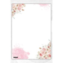 Ficksy A5 Çiçek Bloknot Çizgisiz Defter - 50 Yaprak - Memopad - Notepad - Not Defteri - Not Kağıdı