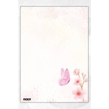 Ficksy A5 Çiçek Bloknot Çizgisiz Defter - 50 Yaprak - Memopad - Notepad - Not Defteri - Not Kağıdı