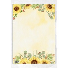 Ficksy A5 Çiçek Bloknot Çizgisiz Defter - 50 Yaprak - Memopad - Notepad - Not Defteri - Not Kağıdı