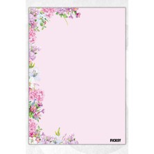 Ficksy A5 Çiçek Bloknot Çizgisiz Defter - 50 Yaprak - Memopad - Notepad - Not Defteri - Not Kağıdı