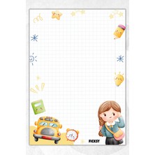 Ficksy A5 Çocuk Bloknot Çizgisiz Defter - 50 Yaprak - Memopad - Notepad - Not Defteri - Not Kağıdı