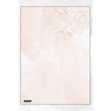 Ficksy A5 Çiçek Bloknot Çizgisiz Defter - 50 Yaprak - Memopad - Notepad - Not Defteri - Not Kağıdı
