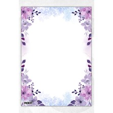 Ficksy A5 Çiçek Bloknot Çizgisiz Defter - 50 Yaprak - Memopad - Notepad - Not Defteri - Not Kağıdı