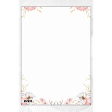 Ficksy A5 Çiçek Bloknot Çizgisiz Defter - 50 Yaprak - Memopad - Notepad - Not Defteri - Not Kağıdı