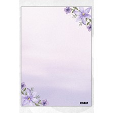 Ficksy A5 Çiçek Bloknot Çizgisiz Defter - 50 Yaprak - Memopad - Notepad - Not Defteri - Not Kağıdı