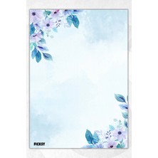 Ficksy A5 Çiçek Bloknot Çizgisiz Defter - 50 Yaprak - Memopad - Notepad - Not Defteri - Not Kağıdı
